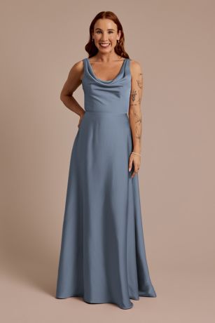 Celebrate DB Studio Matte Satin Cowl Neck Tie Back Dress